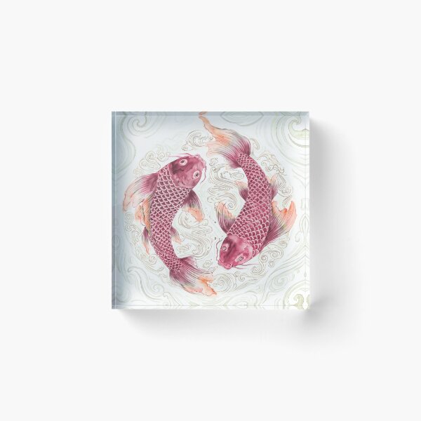 Item preview, Red Yin Yang Koi Fish Watercolor Chinoiserie designed and sold by Fani*.