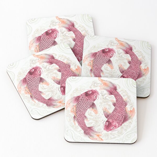 Item preview, Red Yin Yang Koi Fish Watercolor Chinoiserie designed and sold by Fani*.