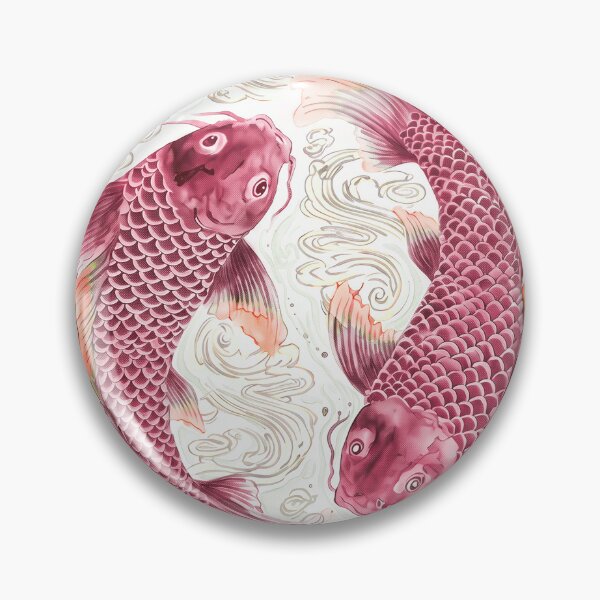 Item preview, Red Yin Yang Koi Fish Watercolor Chinoiserie designed and sold by Fani*.