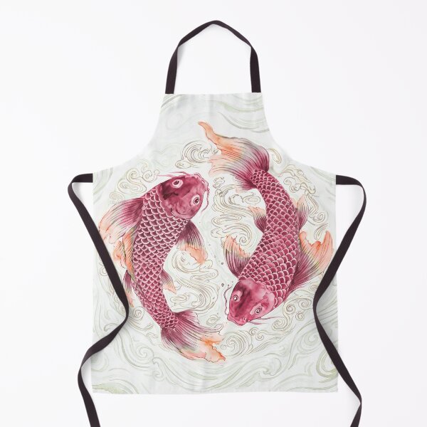 Item preview, Red Yin Yang Koi Fish Watercolor Chinoiserie designed and sold by Fani*.