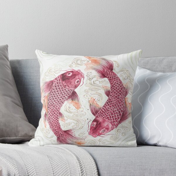 Item preview, Red Yin Yang Koi Fish Watercolor Chinoiserie designed and sold by Fani*.