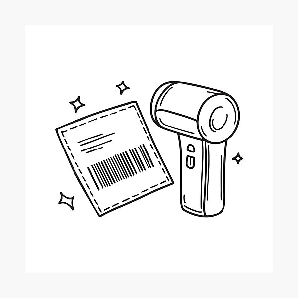 Item preview, A voucher beside a barcode scanner designed and sold by rasagamastore.