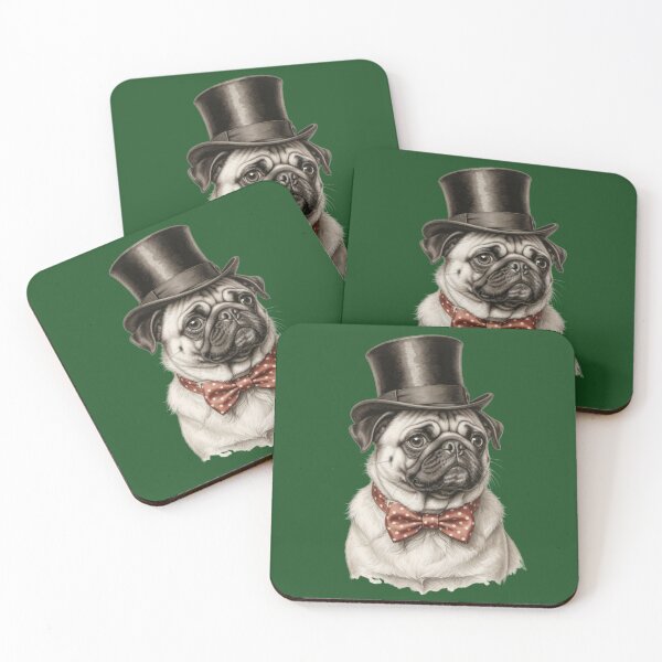 Item preview, Pug as a stylish Victorian gentleman with top hat and bow tie - pug designed and sold by design-rebell.