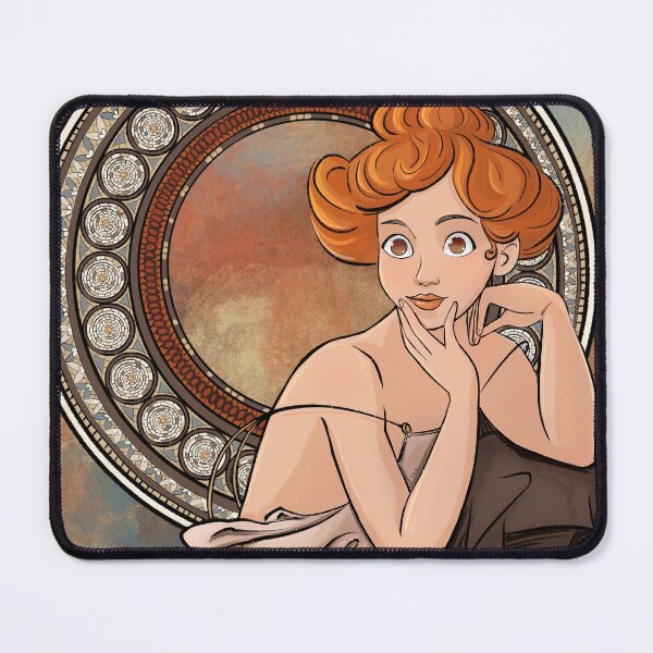 Item preview, Art Nouveau red hair lady illustration designed and sold by KateHamArt.