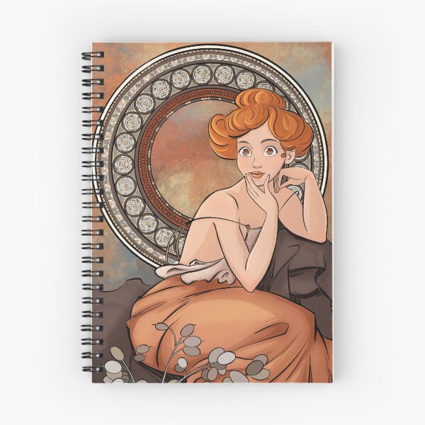 Item preview, Art Nouveau red hair lady illustration designed and sold by KateHamArt.