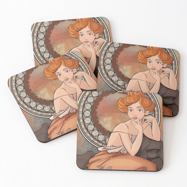 Item preview, Art Nouveau red hair lady illustration designed and sold by KateHamArt.