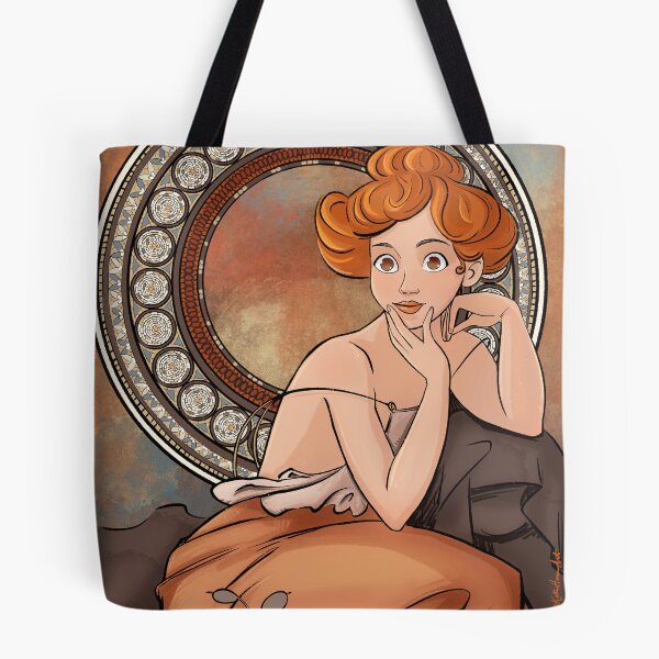 Item preview, Art Nouveau red hair lady illustration designed and sold by KateHamArt.