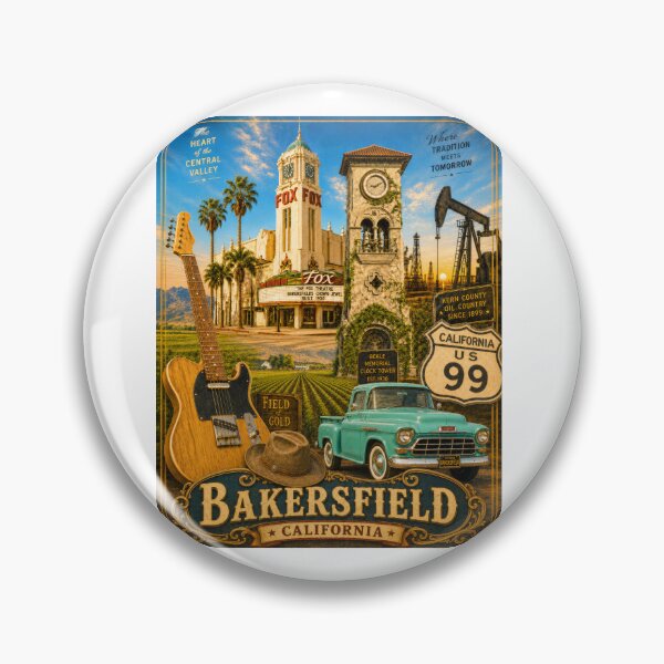 Item preview, Bakersfield, California — Vintage Style Travel Poster designed and sold by Russell Thorne.