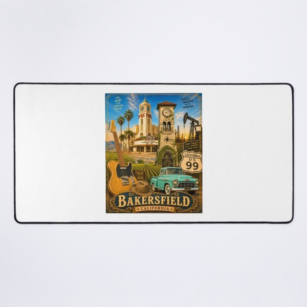 Item preview, Bakersfield, California — Vintage Style Travel Poster designed and sold by Russell Thorne.