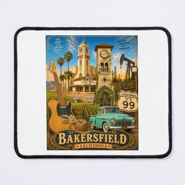 Item preview, Bakersfield, California — Vintage Style Travel Poster designed and sold by Russell Thorne.