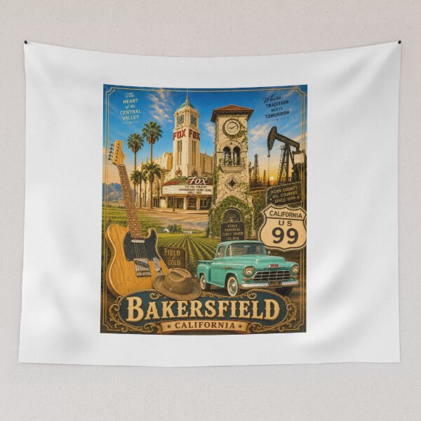 Item preview, Bakersfield, California — Vintage Style Travel Poster designed and sold by Russell Thorne.