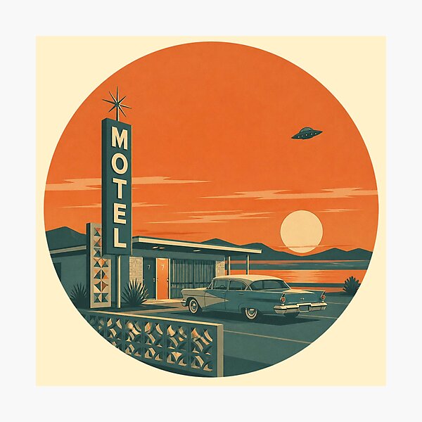 Item preview, Retro UFO – Sunset Motel designed and sold by mellow-koko.