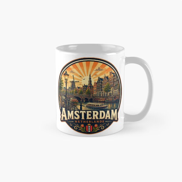 Item preview, Amsterdam Netherlands Vintage Travel Poster designed and sold by timiparkerart.