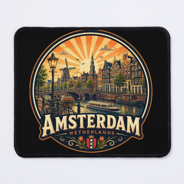 Item preview, Amsterdam Netherlands Vintage Travel Poster designed and sold by timiparkerart.