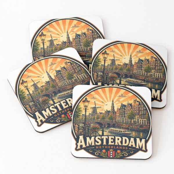Item preview, Amsterdam Netherlands Vintage Travel Poster designed and sold by timiparkerart.