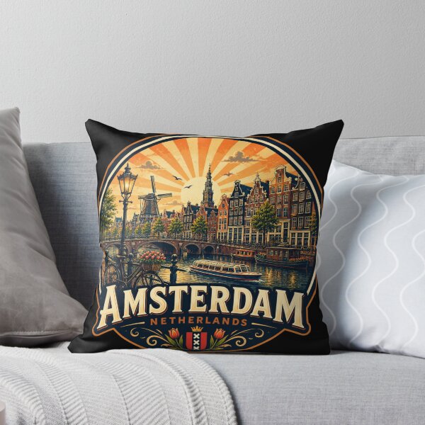 Item preview, Amsterdam Netherlands Vintage Travel Poster designed and sold by timiparkerart.