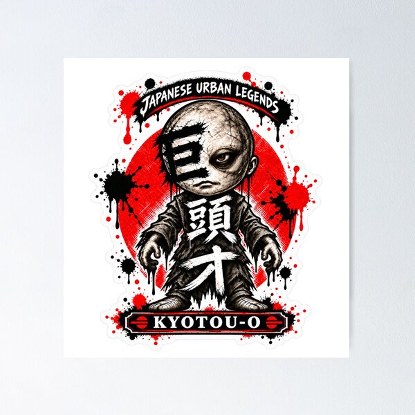 Item preview, Kyotou-O Japanese Yokai Giant Head Art – Urban Legend Horror Kanji Design designed and sold by Handcan.