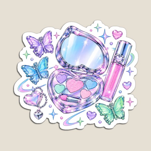 Item preview, Holographic Heart Makeup Palette with Butterflies | Pastel Kawaii Beauty Art designed and sold by Maalikvibes.
