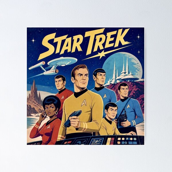 Item preview, Starfleet Sci-Fi Space Exploration: Retro USS Enterprise Silhouette and Live Long and Prosper Fan Art designed and sold by benja-08.