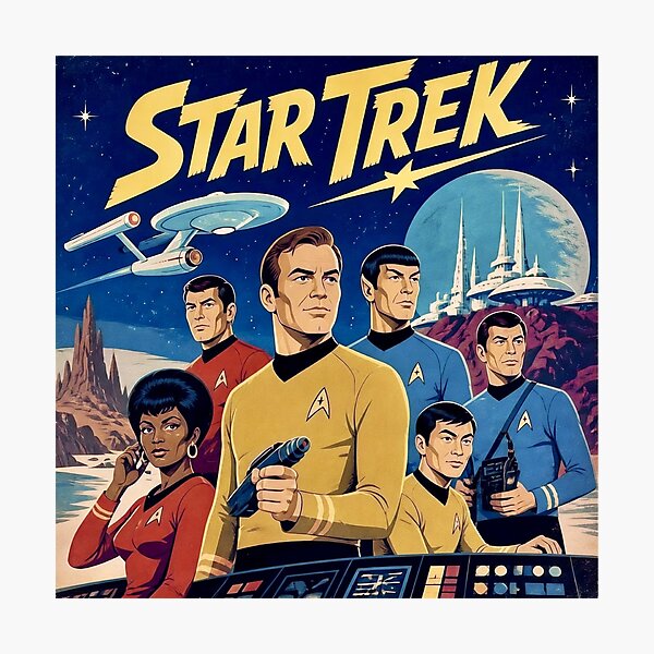 Item preview, Starfleet Sci-Fi Space Exploration: Retro USS Enterprise Silhouette and Live Long and Prosper Fan Art designed and sold by benja-08.