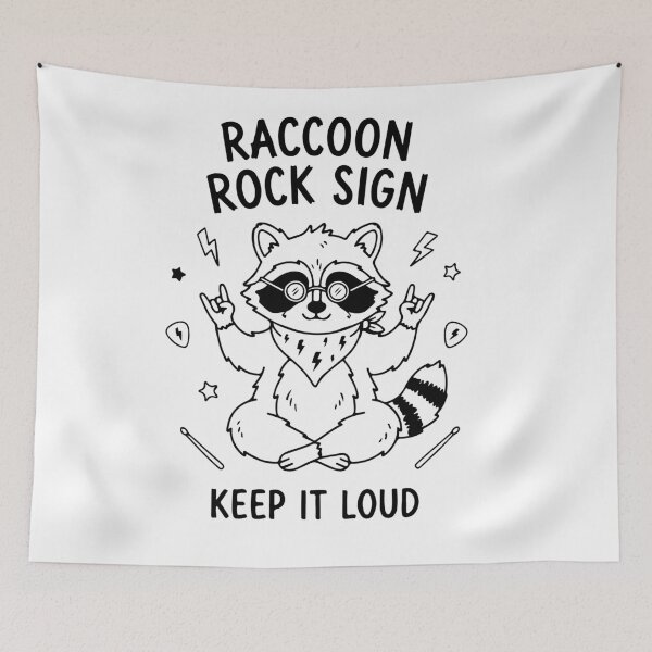 Item preview, Raccoon Rock Sign Keep It Loud Funny Heavy Metal designed and sold by Brexmore3.