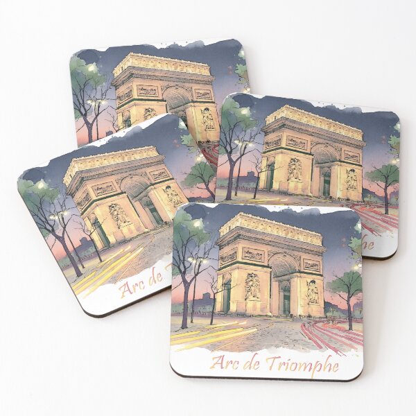 Item preview, Arc de Triomphe Paris France Nightlights Watercolor Art designed and sold by NareArt.
