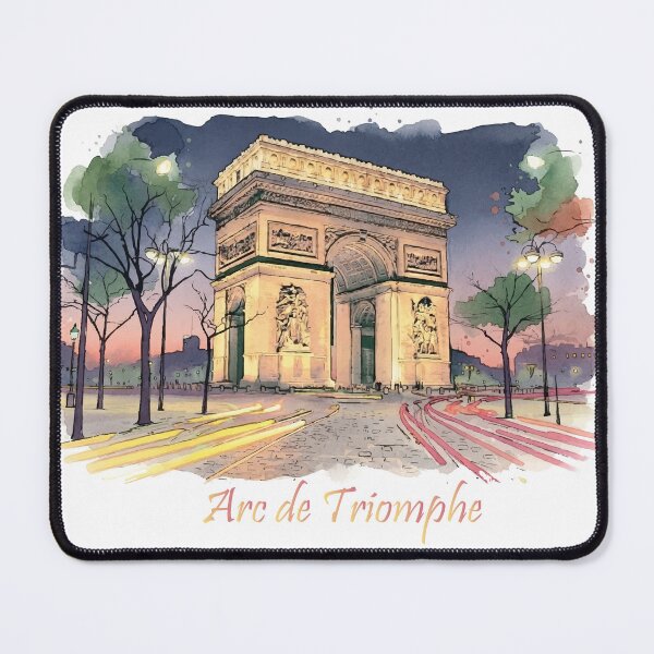 Item preview, Arc de Triomphe Paris France Nightlights Watercolor Art designed and sold by NareArt.