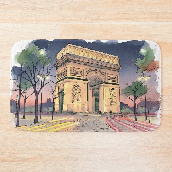 Item preview, Arc de Triomphe Paris France Nightlights Watercolor Art designed and sold by NareArt.