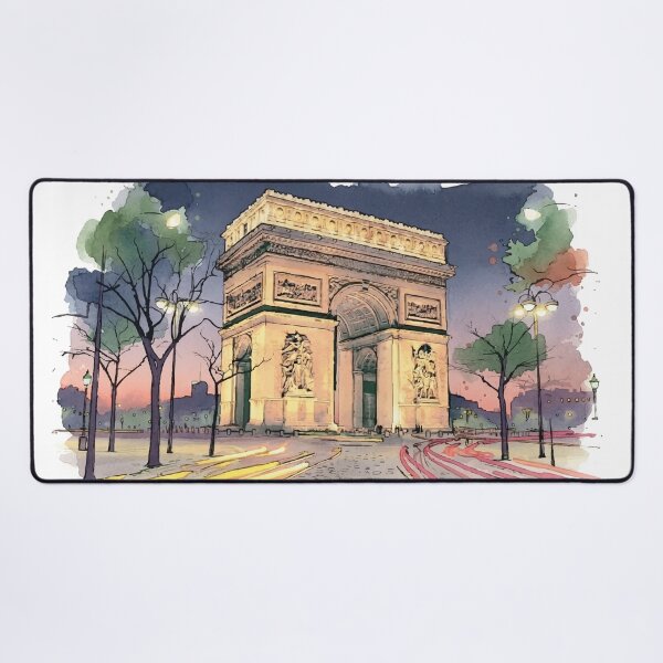 Item preview, Arc de Triomphe Paris France Nightlights Watercolor Art designed and sold by NareArt.