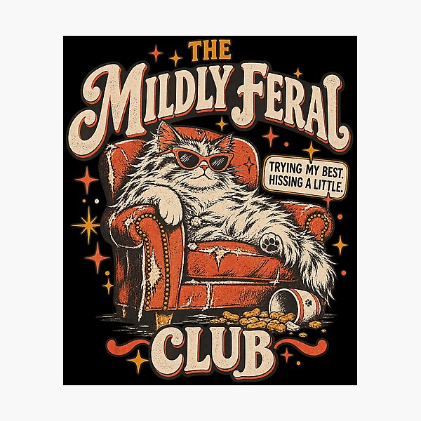 Item preview, The Mildly Feral Club Funny Retro Cat designed and sold by NoeValdric.