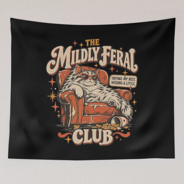 Item preview, The Mildly Feral Club Funny Retro Cat designed and sold by NoeValdric.