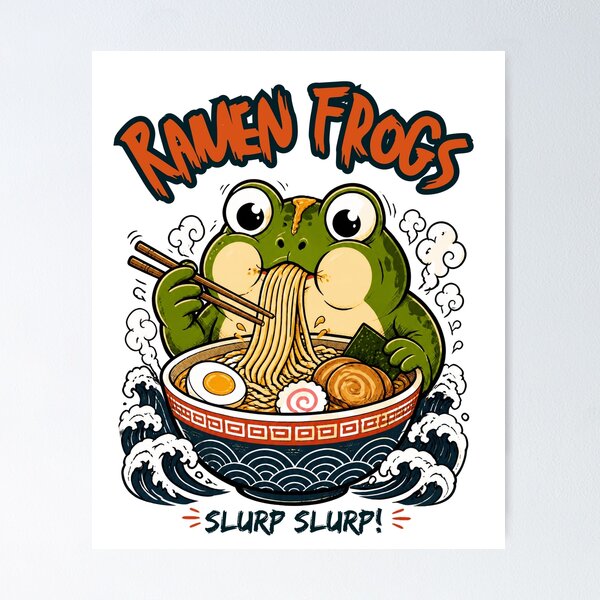 Item preview, Grumpy Frog Eating Ramen designed and sold by 21degrees-club.