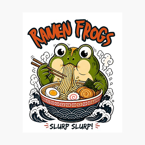 Item preview, Grumpy Frog Eating Ramen designed and sold by 21degrees-club.