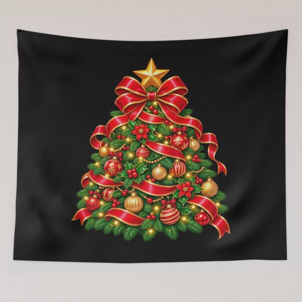 Item preview, Cute Christmas Tree PNG with Red Ribbon and Gold Star designed and sold by annenambiro.