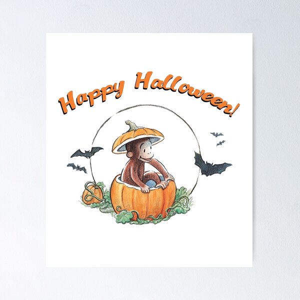Item preview, Curious George Halloween Pumpkin designed and sold by VelourEmber.