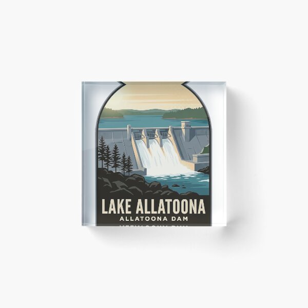 Item preview, Lake Allatoona Dam Vintage WPA Travel Badge Sticker Georgia designed and sold by DetourDgn.