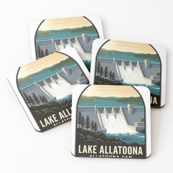Item preview, Lake Allatoona Dam Vintage WPA Travel Badge Sticker Georgia designed and sold by DetourDgn.
