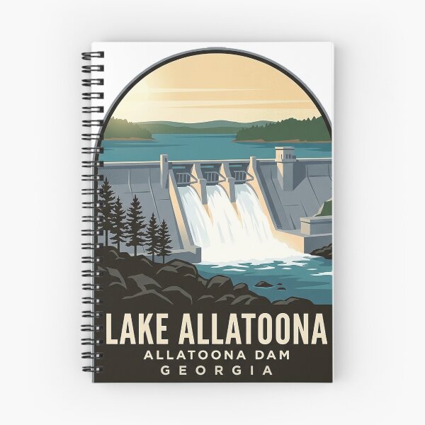 Item preview, Lake Allatoona Dam Vintage WPA Travel Badge Sticker Georgia designed and sold by DetourDgn.