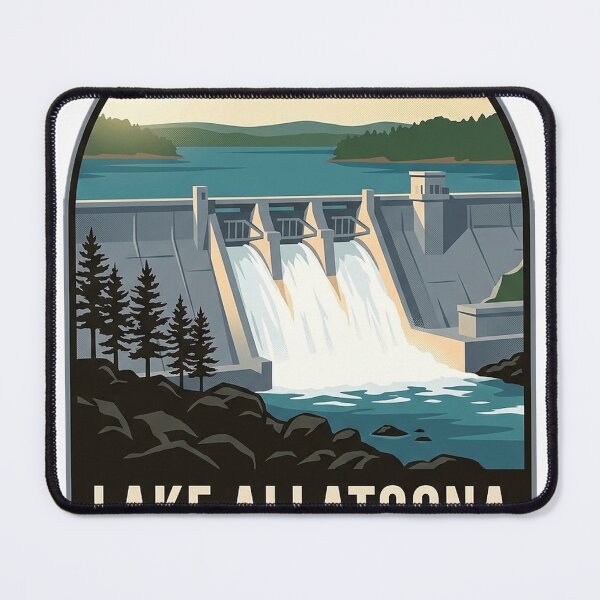 Item preview, Lake Allatoona Dam Vintage WPA Travel Badge Sticker Georgia designed and sold by DetourDgn.