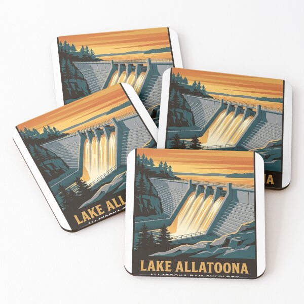Item preview, Allatoona Dam Sunset Vintage Poster Sticker Lake Allatoona Georgia designed and sold by DetourDgn.