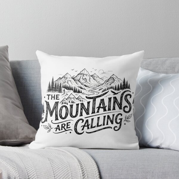 Item preview, Vintage The Mountains Are Calling Retro Adventure Quote Art designed and sold by BobaBunny76.