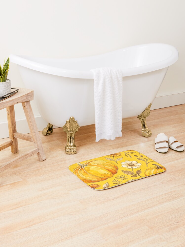 Thumbnail 2 of 6, Bath Mat, Pumpkin Pattern designed and sold by GraphicsClub.
