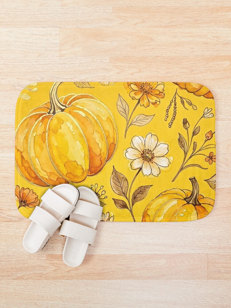 Thumbnail 1 of 6, Bath Mat, Pumpkin Pattern designed and sold by GraphicsClub.