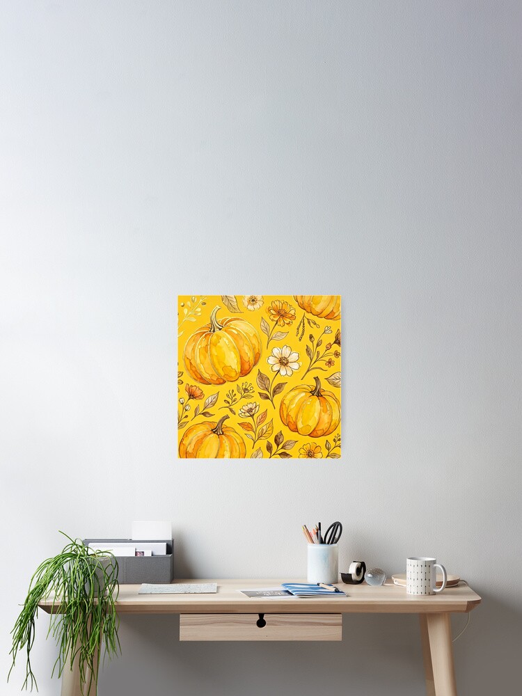 Thumbnail 2 of 3, Poster, Pumpkin Pattern designed and sold by GraphicsClub.