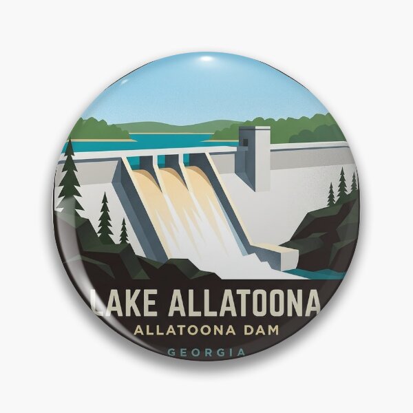 Item preview, Lake Allatoona Georgia Modern Geometric Dam Badge Sticker designed and sold by DetourDgn.