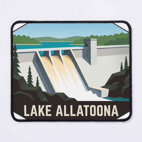 Item preview, Lake Allatoona Georgia Modern Geometric Dam Badge Sticker designed and sold by DetourDgn.