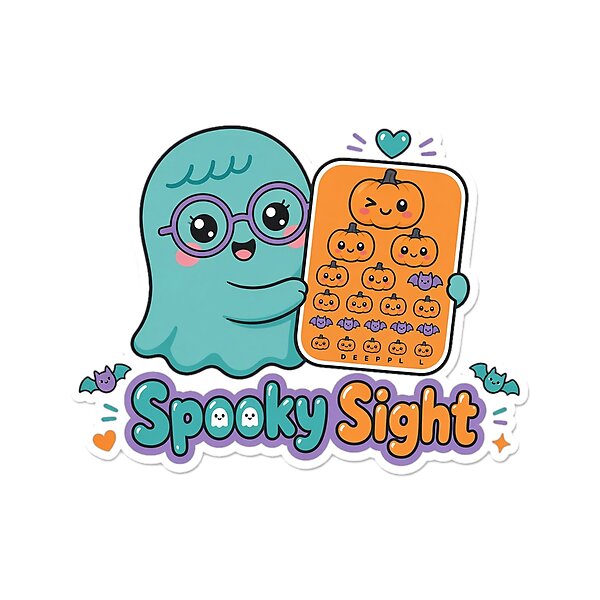 “Spooky Sight†design: halloween Gift for Optometrists, cute kawaii art by Soft Merch