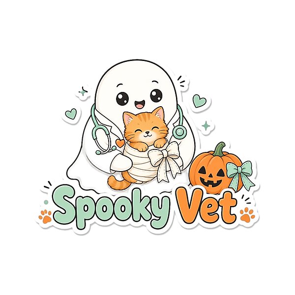 “Spooky Vet†design: halloween Gift for Veterinarians, cute kawaii art by Soft Merch
