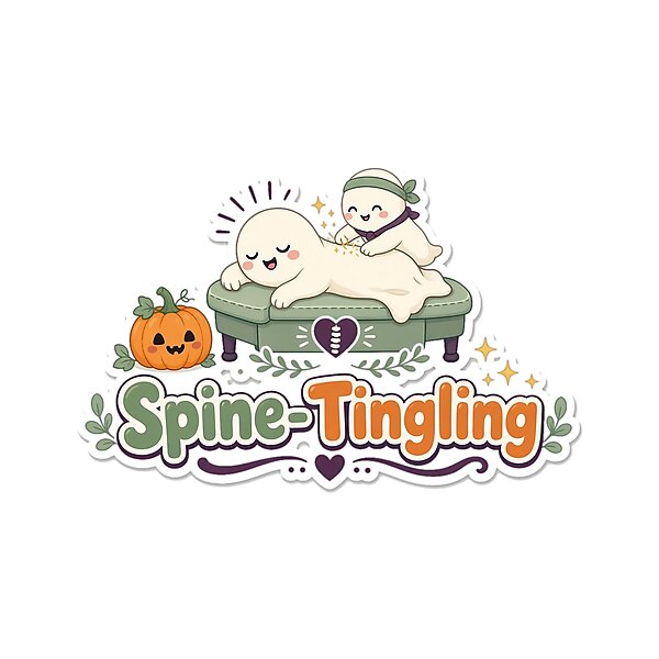 “Spine-Tingling†design: halloween Gift for Chiropractors, cute kawaii art by Soft Merch
