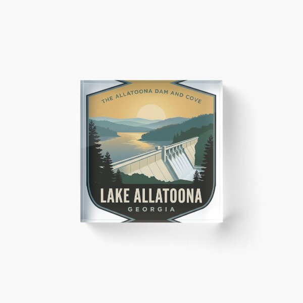 Item preview, Lake Allatoona Dam and Cove Sunset Shield Badge Sticker Georgia designed and sold by DetourDgn.